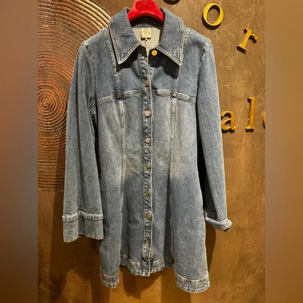 Baum und pferdgarten NWT a-line Classic Blue Denim mini dress - Picture 2 of 6